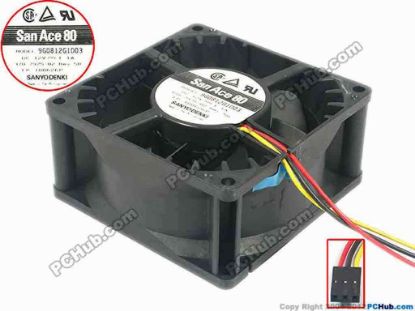 90393 Sanyo Denki 9G0812G1D03 Server - Square Fan sq80x80x32, w100x3x3, 12V 1.1A Sanyo Denki 9G0812G1D03 Server - Square Fan 