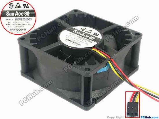 90393 Sanyo Denki 9G0812G1D03 Server - Square Fan sq80x80x32, w100x3x3, 12V 1.1A Sanyo Denki 9G0812G1D03 Server - Square Fan 