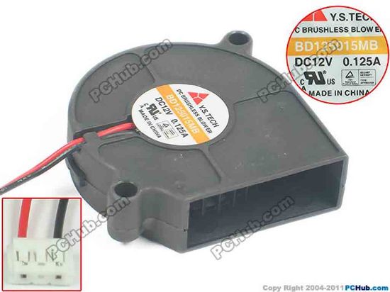 90416 Y.S TECH BD125015MB Server - Blower Fan bw50x50x15, w200x2x2, 12V 0.125A Y.S TECH BD125015MB Server - Blower Fan