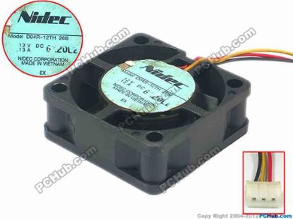 90427 Nidec D04R-12TH Server - Square Fan 26B, sq40x40x15, w60x3x3, 12V 0.13A Nidec D04R-12TH Server - Square Fan 