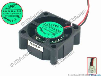 90444 ADDA AD0205LX-G50 Server - Square Fan sq25x25x10, w60x2x2, 5V 0.1A ADDA AD0205LX-G50 Server - Square Fan 