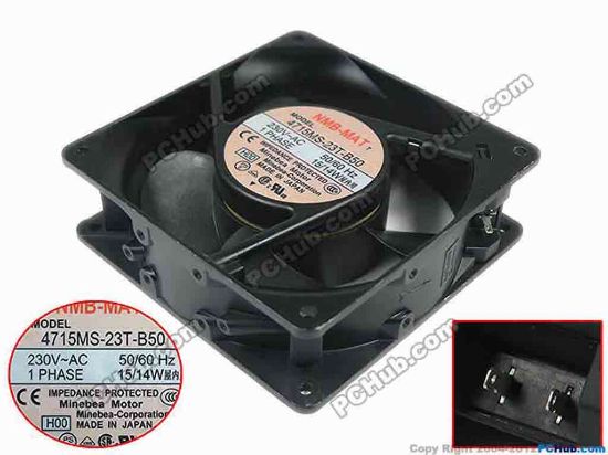 90448 NMB-MAT / Minebea 4715MS-23T-B50 Server - Square Fan H00, sq120x120x38, 230V 15W NMB-MAT / Minebea 4715MS-23T-B50 Server - Square Fan 