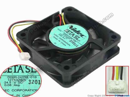 90452 Nidec D06R-24TS8 Server - Square Fan 01B, sq60x60x15, w65x3x3, 24.5V 0.08A Nidec D06R-24TS8 Server - Square Fan 