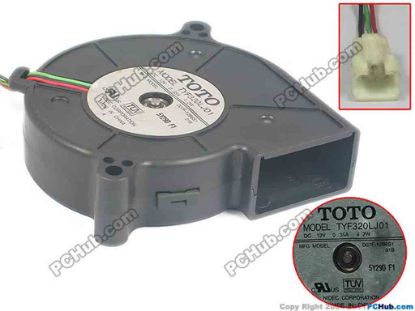 90624 TOTO TYF320LJ01 Server - Blower Fan 01B, bw75x75x20, w125x3x3, 12V 0.35A TOTO TYF320LJ01 Server - Blower Fan 