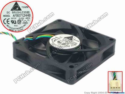 90632 Delta Electronics AFB0712HHB Server - Square Fan -6R15, sq70x70x15, w230x4x4, 12V 0.45A Delta Electronics AFB0712HHB Server - Square Fan 
