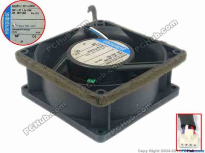 90809 ebm-papst 3214J/2H3F Server - Square Fan sq90x90x38, w90x3x3, 24V 1.2A ebm-papst 3214J/2H3F Server - Square Fan 