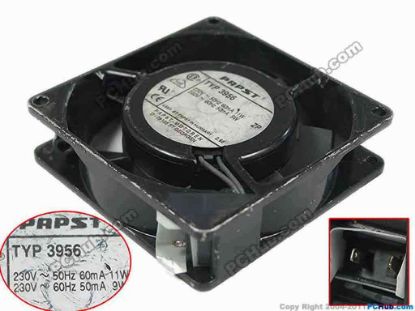 90864 ebm-papst TYP 3956 Server - Square Fan TYP3956, sq92x92x25, 2-wire, 230V 11W ebm-papst TYP 3956 Server - Square Fan 