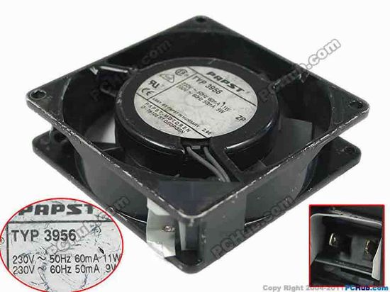 90864 ebm-papst TYP 3956 Server - Square Fan TYP3956, sq92x92x25, 2-wire, 230V 11W ebm-papst TYP 3956 Server - Square Fan 