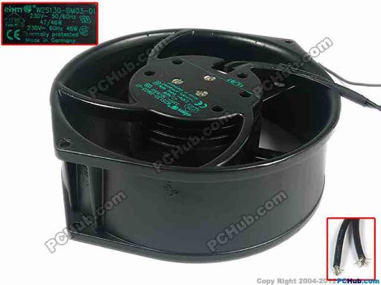 90868 ebm-papst W2S130-BM03-01 Server - Round Fan dia150x150x55, 2-wire, 230V 47W ebm-papst W2S130-BM03-01 Server - Round Fan