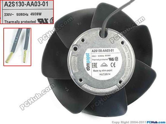 90881 ebm-papst A2S130-AA03-01 Server - Frameless / GPU Fan dia133x133x54, 2-wire, 230V 45W ebm-papst A2S130-AA03-01 Server - Frameless / GPU Fan 