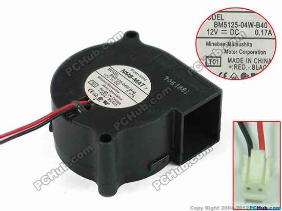 90896 NMB-MAT / Minebea BM5125-04W-B40 Server - Blower Fan T01, bw51x51x25, w230x2x2, 12V 0.17A NMB-MAT / Minebea BM5125-04W-B40 Server - Blower Fan 