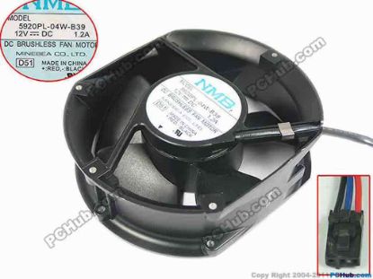 90897 NMB-MAT / Minebea 5920PL-04W-B39 Server - Round Fan D51, dia172x150x50, w50x3x3, 12V 1.2A NMB-MAT / Minebea 5920PL-04W-B39 Server - Round Fan