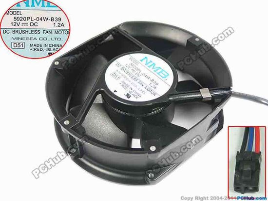 90897 NMB-MAT / Minebea 5920PL-04W-B39 Server - Round Fan D51, dia172x150x50, w50x3x3, 12V 1.2A NMB-MAT / Minebea 5920PL-04W-B39 Server - Round Fan