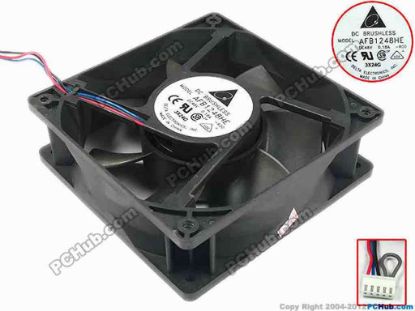 91151 Delta Electronics AFB1248HE Server - Square Fan sq120x120x38, w300x3x5, 48V 0.18A Delta Electronics AFB1248HE Server - Square Fan 