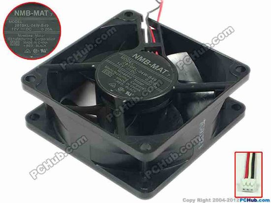 91230 NMB-MAT / Minebea 2810KL-04W-B49 Server - Square Fan E0D, sq70x70x25, 3-wire, 12V 0.2A NMB-MAT / Minebea 2810KL-04W-B49 Server - Square Fan