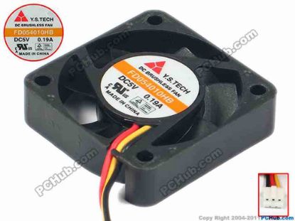 91234 Y.S TECH FD054010HB Server - Square Fan sq40x40x10, w45x3x3, 5V 0.19A Y.S TECH FD054010HB Server - Square Fan