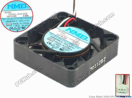 91243 NMB-MAT / Minebea 1604KL-04W-B39 Server - Square Fan B04, sq40x40x10, w215x3x3, 12V 0.09A NMB-MAT / Minebea 1604KL-04W-B39 Server - Square Fan 