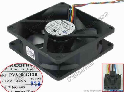 91487 Foxconn PVA080G12R Server - Square Fan -P01-AB, sq80x80x25, w60x4x5, 12V 0.8A Foxconn PVA080G12R Server - Square Fan