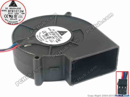 91511 Delta Electronics BFB1012M Server - Blower Fan -5J60R, -R00, bw97x97x33, w250x3x3, 12V 0.85A Delta Electronics BFB1012M Server - Blower Fan 