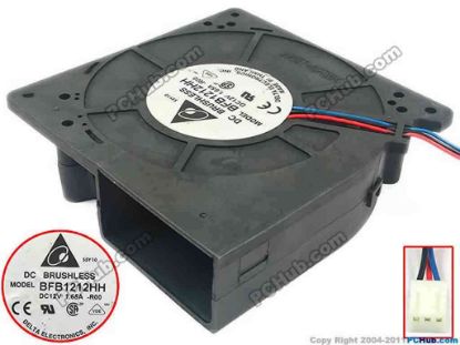91600 Delta Electronics BFB1212HH Server - Blower Fan R00, bw120x120x32, w150x3x3, 12V 1.65A Delta Electronics BFB1212HH Server - Blower Fan 