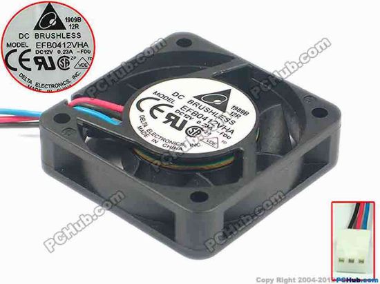 91694 Delta Electronics EFB0412VHA  Server - Square Fan -F00, 12V 0.23A, 40x40x10mm Delta Electronics EFB0412VHA  Server - Square Fan