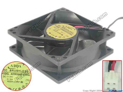 91702 ADDA AD0824HS-A70GL Server - Square Fan sq80x80x25, w125x2x2, 24V 0.16A ADDA AD0824HS-A70GL Server - Square Fan 
