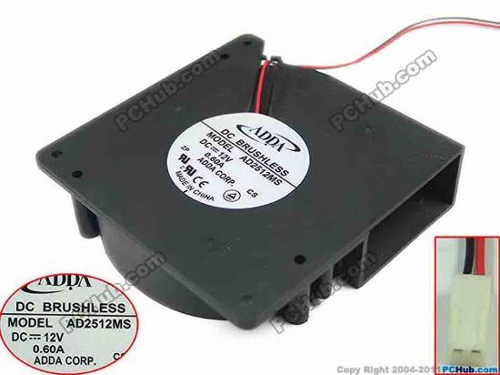 91737 ADDA AD2512MS Server - Blower Fan bw120x120x32, 2-wire, 12V 0.6A ADDA AD2512MS Server - Blower Fan