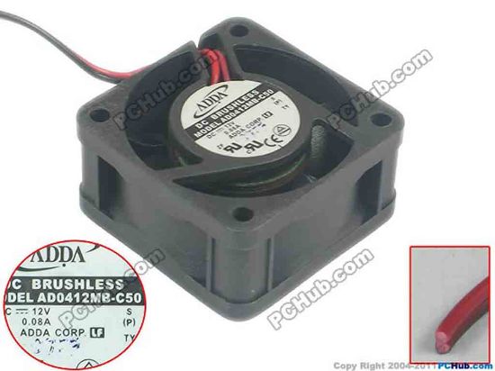 91741 ADDA AD0412HB-C50 Server - Square Fan sq40x40x20, 2-wire, 12V 0.08A ADDA AD0412HB-C50 Server - Square Fan 