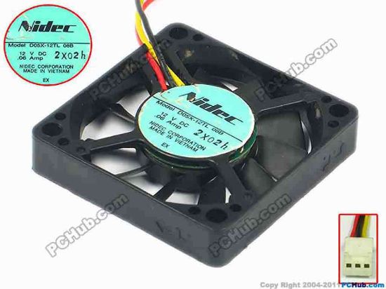 91780 Nidec D05X-12TL Server - Square Fan sq50x50x10, w50x3x3, 12V 0.05A Nidec D05X-12TL Server - Square Fan 
