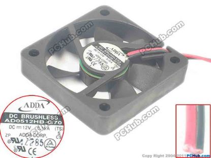 91815 ADDA AD0512HB-G70 Server - Square Fan sq50x50x10, 2-wire, 12V 0.15A ADDA AD0512HB-G70 Server - Square Fan 