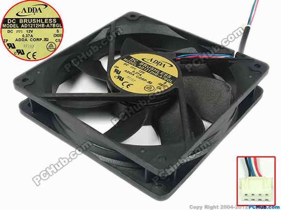 91825 ADDA AD1212HB-A7BGL Server - Square Fan S, sq120x120x25, w90x4x4, 12V 0.37A ADDA AD1212HB-A7BGL Server - Square Fan 