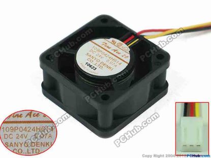 91963 Sanyo Denki 109P0424H614 Server - Square Fan sq40x40x28, w60x3x3, 24V 0.07A Sanyo Denki 109P0424H614 Server - Square Fan 