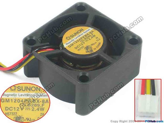 91991 SUNON GM1204PKBX-8A Server - Square Fan (2).B289.F.GN, sq40x40x20, w45x3x3, 12V 2.4W SUNON GM1204PKBX-8A Server - Square Fan 