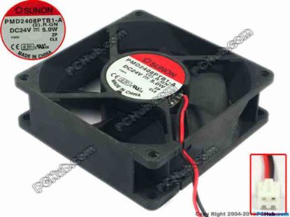 92067 SUNON PMD2408PTB1-A Server - Square Fan (2).R.GN, sq80x80x25, w200x2x2, 24V 5W SUNON PMD2408PTB1-A Server - Square Fan 