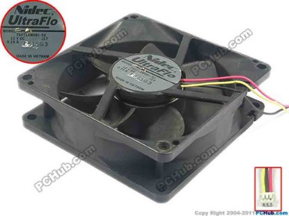 92093 Nidec T80T12MUB7-52 Server - Square Fan J17, sq80x80x25, w100x3x3, 12V 0.19A Nidec T80T12MUB7-52 Server - Square Fan 