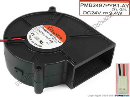 92095 SUNON PMB2497PYB1-AY Server - Blower Fan (2).GN, bw97x97x33, 2-wire, 24V 9.4W SUNON PMB2497PYB1-AY Server - Blower Fan 