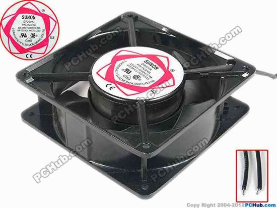92125 Sunon Wealth DP200A Server - Square Fan 2123HSL, sq120x120x38, 2-wire, 240V 60Hz Sunon Wealth DP200A Server - Square Fan