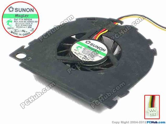 92177 SUNON GC055515VH-A Cooling Fan  13.V1.B1658.F.GN, 5V 1.88W, Bare fan SUNON GC055515VH-A Cooling Fan  