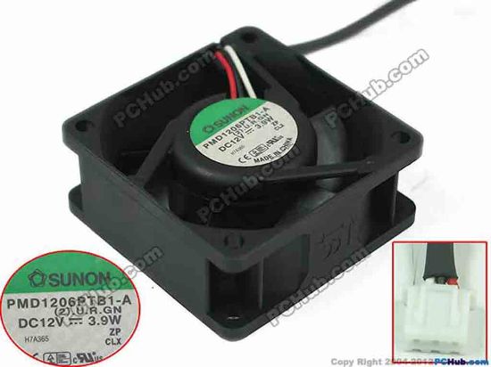 92369 SUNON PMD1206PTB1-A Server - Square Fan (2).U.R.GN, sq60x60x25, w40x3x3, 12V 3.9W SUNON PMD1206PTB1-A Server - Square Fan 