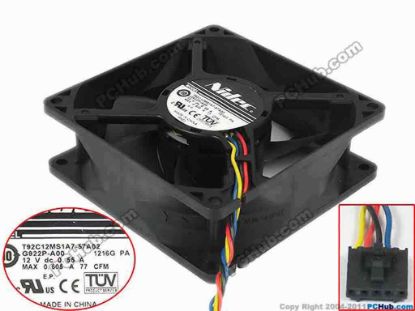 92379 Nidec T92C12MS1A7-57A02 Server - Square Fan G922P-A00, sq90x90x32, w115x4x4, 12V 0.55A Nidec T92C12MS1A7-57A02 Server - Square Fan 