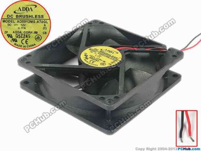 92390 ADDA AD0912MS-A70GL Server - Square Fan (T), sq90x90x25, 2-wire, 12V 0.17A ADDA AD0912MS-A70GL Server - Square Fan 