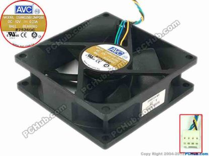 92423 AVC DS08025B12MP088 Server - Square Fan sq80x80x25, w165x4x4, 12V 0.23A AVC DS08025B12MP088 Server - Square Fan 