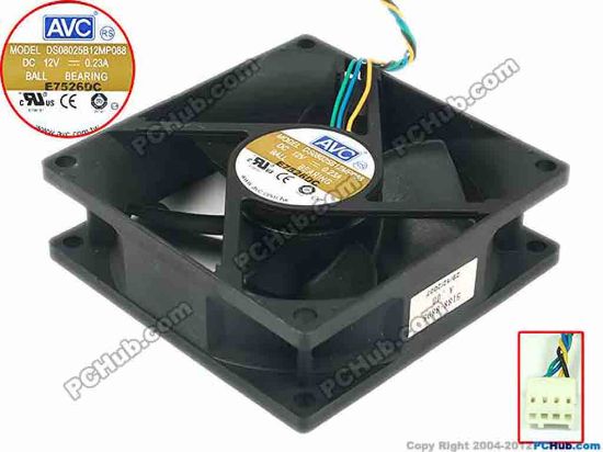 92423 AVC DS08025B12MP088 Server - Square Fan sq80x80x25, w165x4x4, 12V 0.23A AVC DS08025B12MP088 Server - Square Fan 