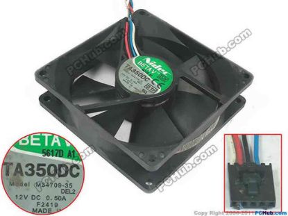 92629 Nidec M34709-35 Server - Square Fan DEL2, sq92x92x25, w200x4x4, 12V 0.5A  Nidec M34709-35 Server - Square Fan 
