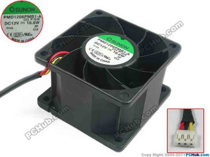 92643 SUNON PMD1206PMB1-A Server - Square Fan (2).F.GN, sq60x60x38, w105x3x3, 12V 10.6W SUNON PMD1206PMB1-A Server - Square Fan 