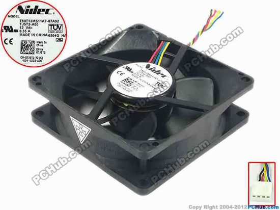 92651 Nidec T80T12MS11A7-07A02 Server - Square Fan E.P.TJ5T2-A00, sq80x80x25, w35x4x4, 12V 0.35A Nidec T80T12MS11A7-07A02 Server - Square Fan 3-10