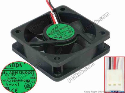 92669 ADDA AD5012UX-D73 Server - Square Fan (ONE), sq50x50x15, w45x3x3, 12V 0.3A ADDA AD5012UX-D73 Server - Square Fan 
