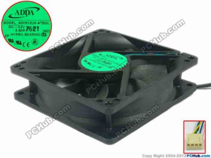 92670 ADDA AD0912UX-A7BGL Server - Square Fan (N2), sq90x90x25, 4-wire, 12V 0.5A ADDA AD0912UX-A7BGL Server - Square Fan 
