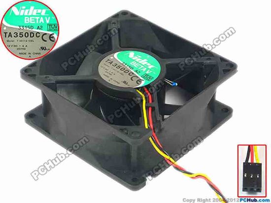 92811 Nidec T35119-DEL Server - Square Fan sq90x90x38, 3-wire, 12V 1.8A Nidec T35119-DEL Server - Square Fan 