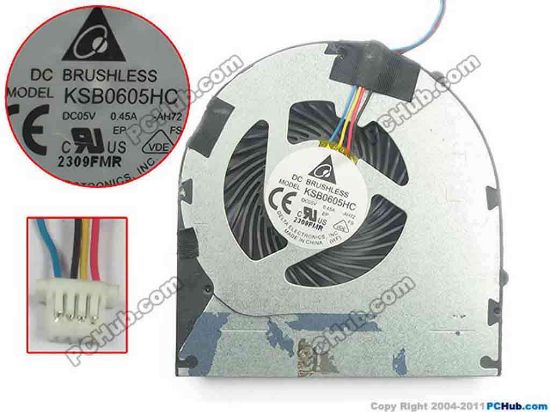 92812 Delta Electronics KSB0605HC Cooling Fan  -AH72, w25x4x4, 5V, Bare fan Delta Electronics KSB0605HC Cooling Fan  
